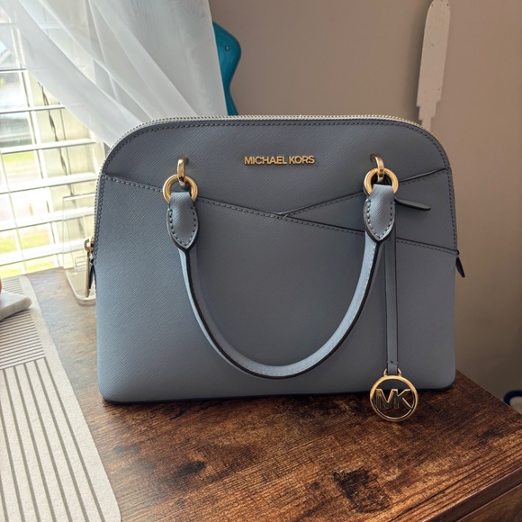 Blue Michael Kors Jet Set Travel Medium Saffiano Leather Dome Satchel Crossbody - Picture 2 of 10